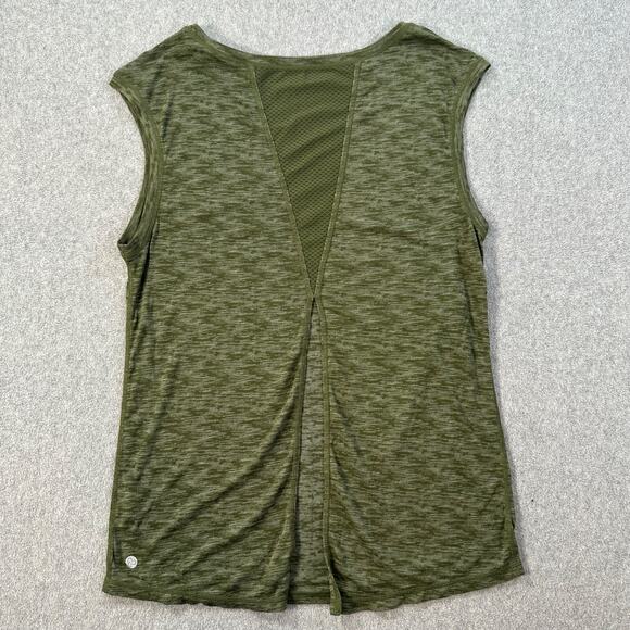 Zella Split Back Athletic Tank Women's Medium Heathered Green Active Gym Workout - Picture 6 of 7